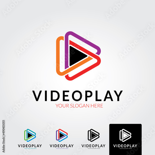 Minimal video play logo template - vector