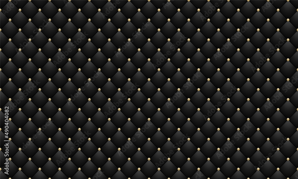Plakat Czarny luksusowy chesterfield capitone skóra tekstura meble wzór. Romby streszczenie tekstura tło luksusowe skórzane ściany, krzesło, sofa, wnętrze studio. Ilustracja wektorowa