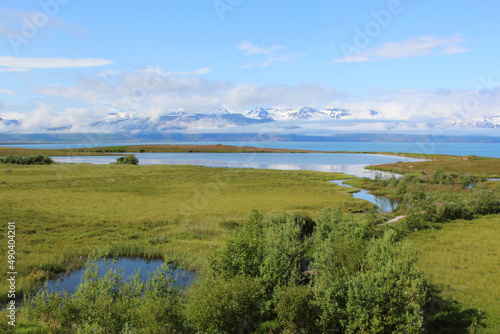 Island - Landschaft Skjalfandibucht mit Flateyjarskagi   Iceland - Landscape Skjalfandi Bay with Flateyjarskagi  