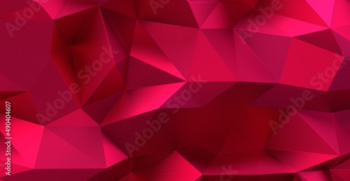 High resolution 3d abstract geometric magenta background, triangle seamless