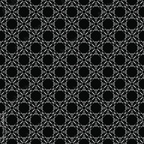 Black and white seamless pattern texture. Greyscale ornamental graphic design. Mosaic ornaments. Pattern template. Vector illustration. EPS10.