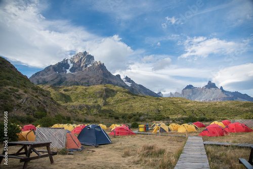 Vertical Zone campground in Torres del Paine National Park, Patagonia,  photo