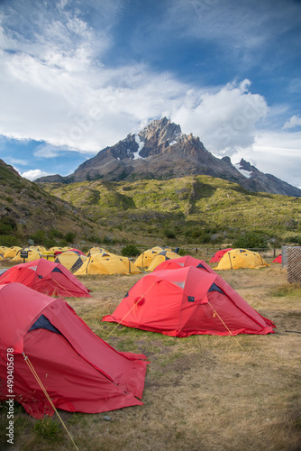 Vertical Zone campground in Torres del Paine National Park, Patagonia,  photo