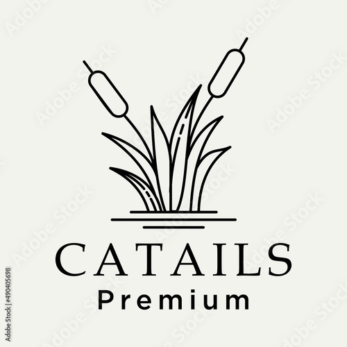 Cattails line art logo design