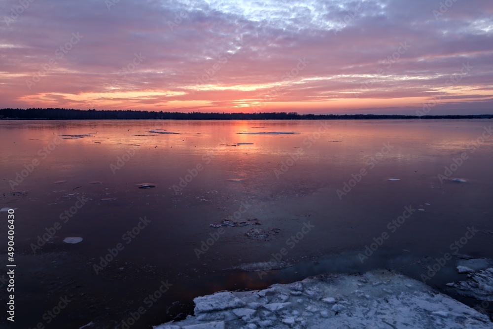 sunset over the lake