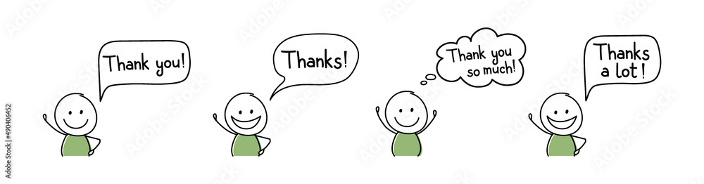 Smiley hand drawn character with text - thank you, thanks. Vector Smiley hand drawn character with text - thank you, thanks. Vector