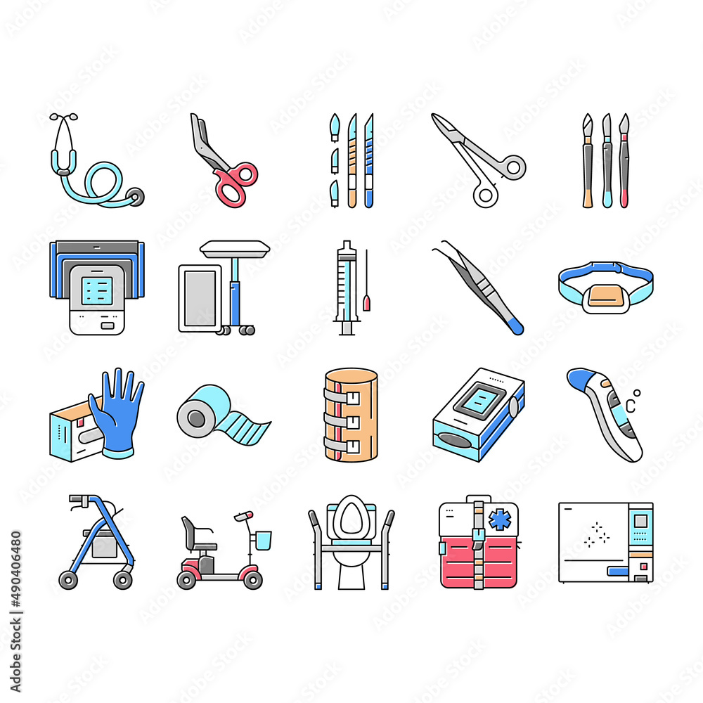 Medical Instrument And Equipment Icons Set Vector . Medical Instrument And Equipment Icons Set Vector .