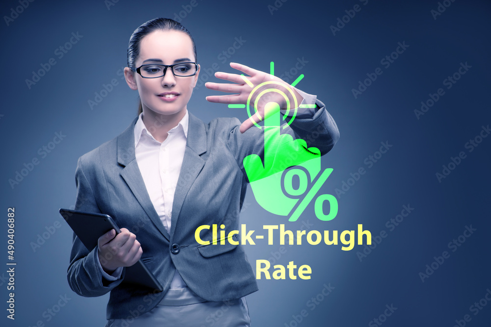 CTR click through rate concept with business people CTR click through rate concept with business people