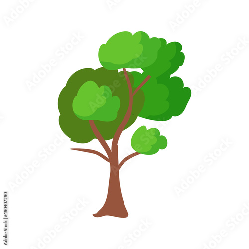 Various trees and bushes. Landscaping. Elements of the park zone. Vector illustration isolated on white background