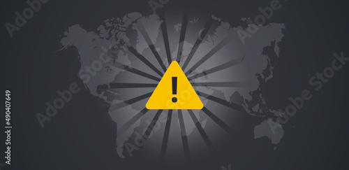 Global warning map horizontal and world alert flat vector illustration. 