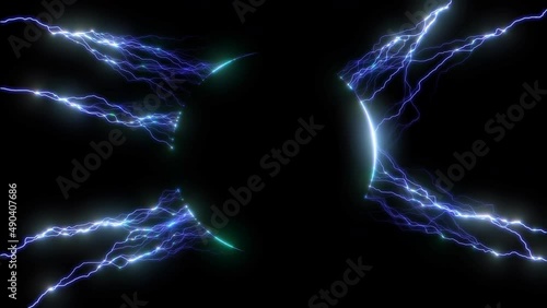 Electric Lightning Bolt Strikes Electricity Geometric Shape photo
