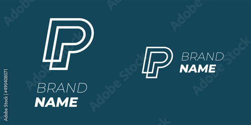Initial letters PP set for business corporate identity logotype concept. Two combined P linear dynamic logo for company design. Vector isolated eps monogram signs template