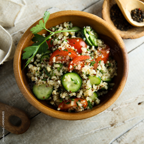 Homemade vegetable salad with quinoa