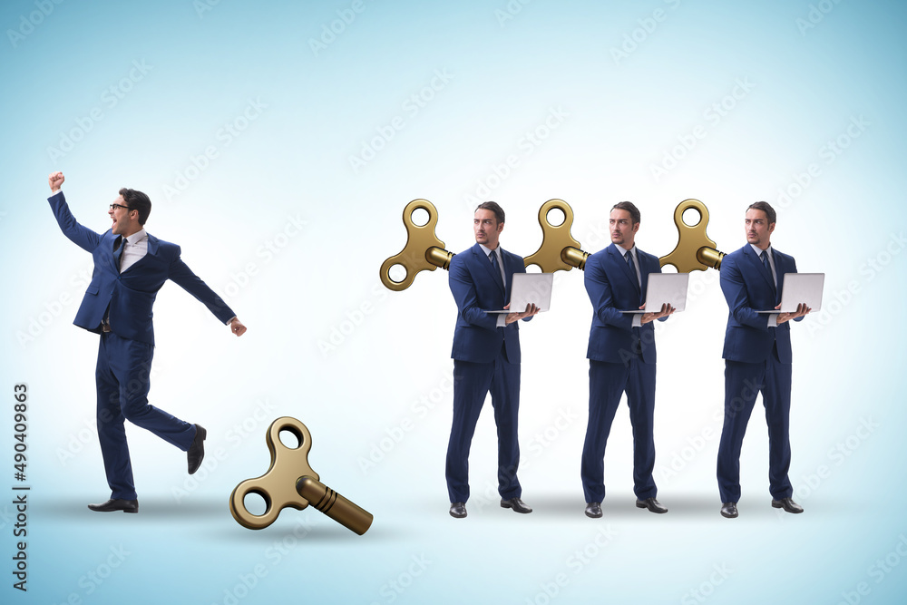 Concept of businessman escaping from office routine Concept of businessman escaping from office routine