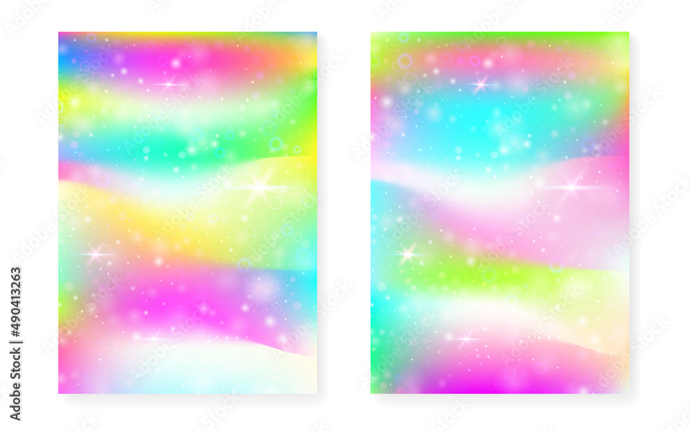 Princess background with kawaii rainbow gradient. Magic unicorn hologram. Princess background with kawaii rainbow gradient. Magic unicorn hologram.