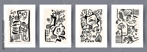 Obraz na płótnie Printable wall art vector poster set. w salonie