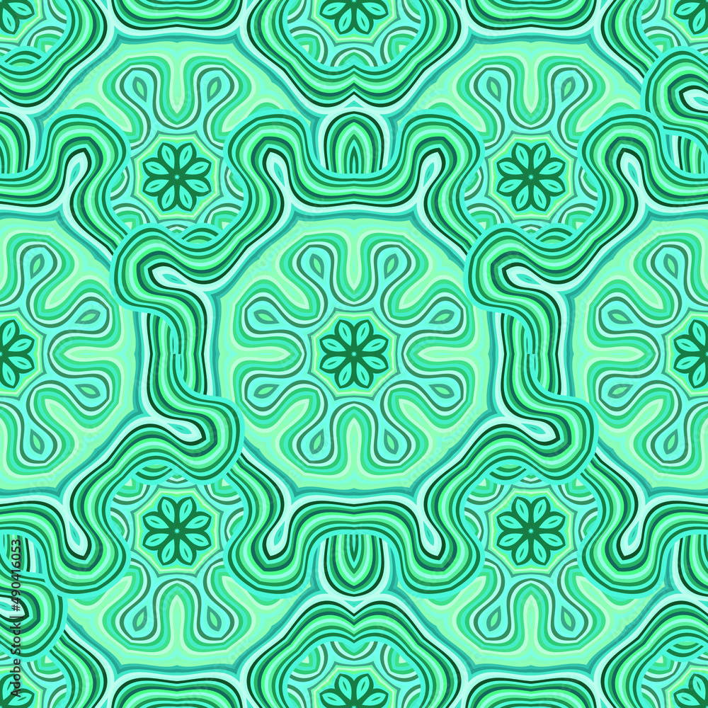 Green seamless pattern for textile print. Vector design