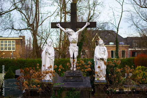 13 February 2022, Zijlpoort, Leiden, Netherlands, Image of the old Catholic Begraafplaats cemetery Zijlpoort photo