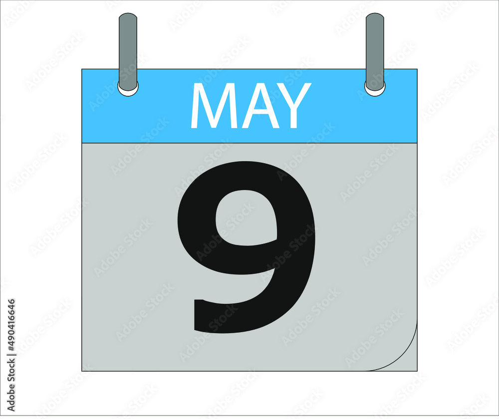 May 9st. Calendar icon. Month, date, year, holidays, week and weekend. May 9st. Calendar icon. Month, date, year, holidays, week and weekend.