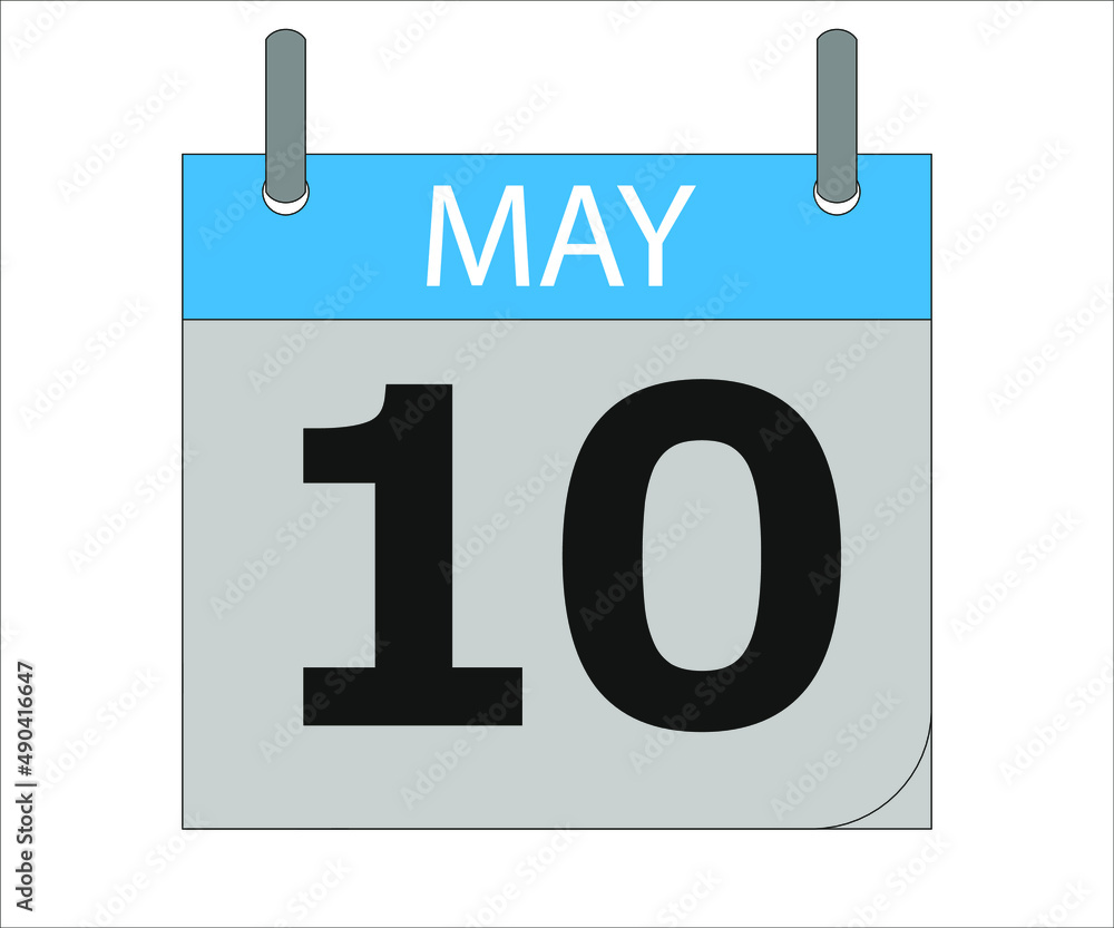 May 10st. Calendar icon. Month, date, year, holidays, week and weekend. May 10st. Calendar icon. Month, date, year, holidays, week and weekend.