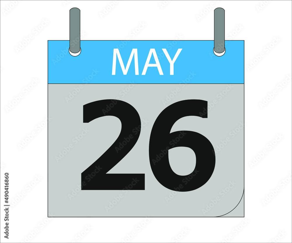 May 26st. Calendar icon. Month, date, year, holidays, week and weekend. May 26st. Calendar icon. Month, date, year, holidays, week and weekend.