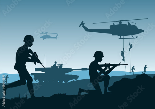 Background of war in situation of the battle ready to attack,vector illustration