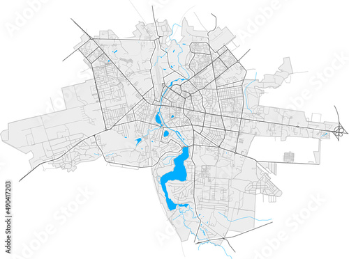 Rivne, Ukraine Black and White high resolution vector map