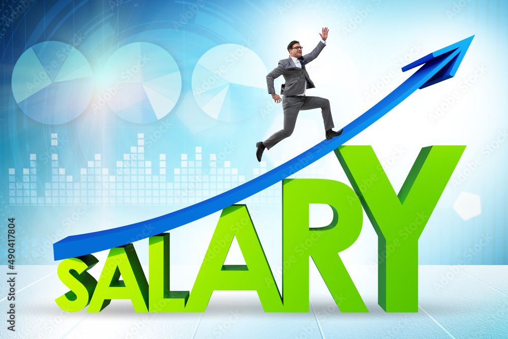 Salary increase concept with businessman Salary increase concept with businessman