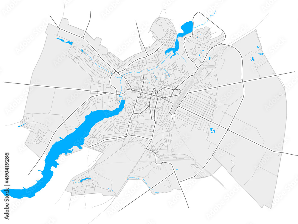 Fastiv, Ukraine Black and White high resolution vector map