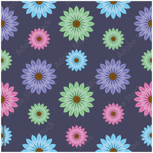 seamless floral pattern. Flower of different colors. Perfect for fabric,textile.