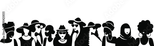 women of beautiful retro fashion model. The concept of woman, femininity, diversity, independence and equality. Sisterhood and females friendship.