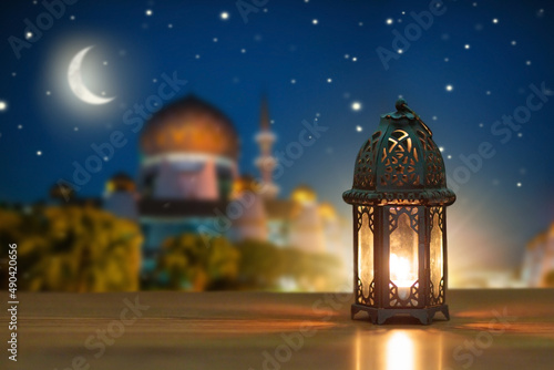 Ramadan Kareem greeting. Islamic lantern.