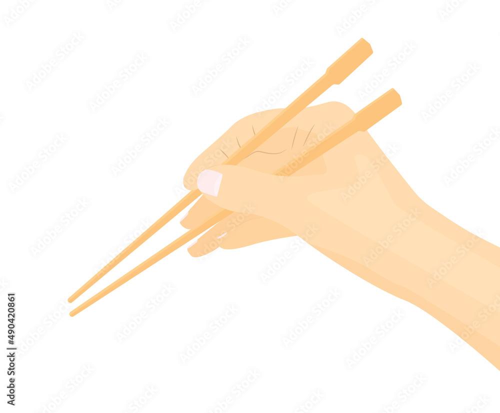 hand with chopsticks -vector illustration hand with chopsticks -vector illustration