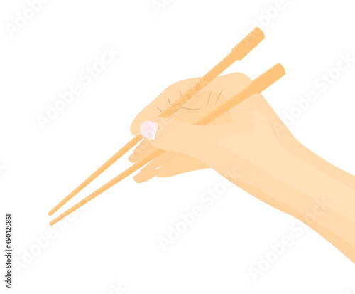 hand with chopsticks -vector illustration