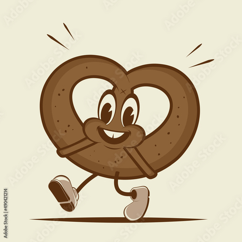 funny walking cartoon pretzel