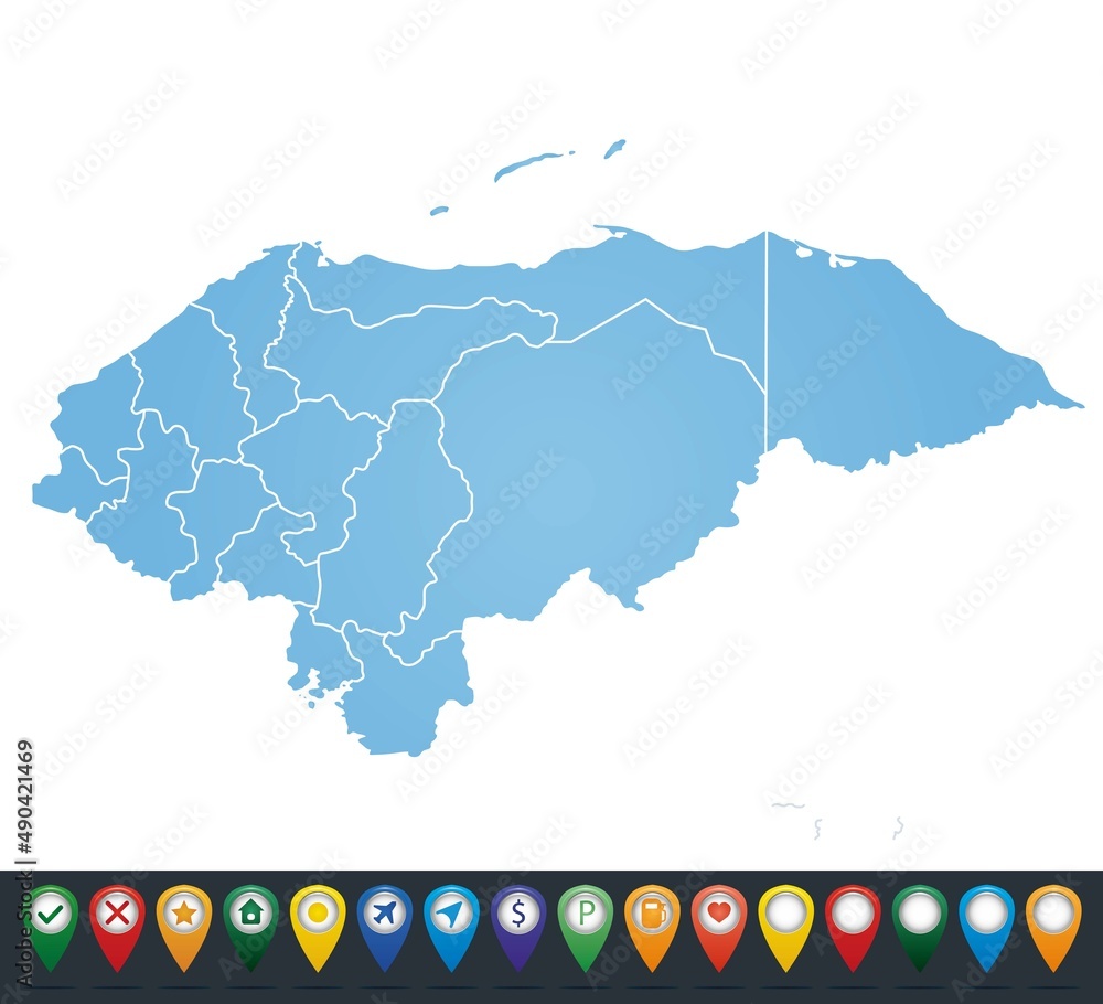 Obraz premium Map of Honduras republic with provincies