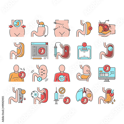 Bariatric Surgery Collection Icons Set Vector .