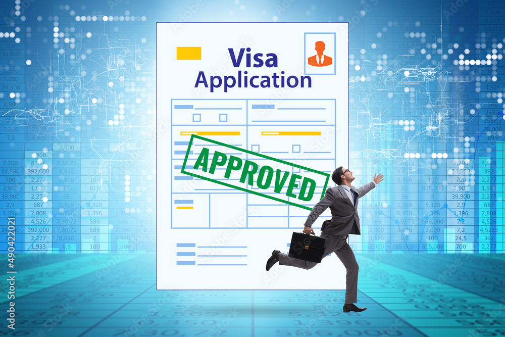 Visa application concept with businessman Visa application concept with businessman