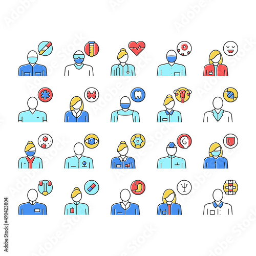 Medical Speciality Collection Icons Set Color Vector .