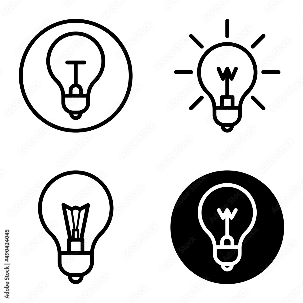 Lightbulbs1-3 Flat Icon Set Isolated On White Background Lightbulbs1-3 Flat Icon Set Isolated On White Background