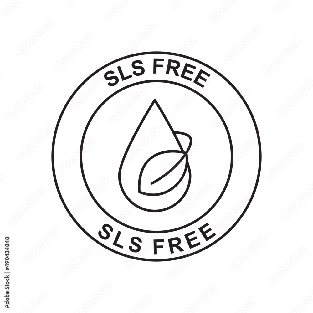 SLS free label, sodium lauryl sulfate free icon in black line style icon,  style isolated on white background Stock Vector