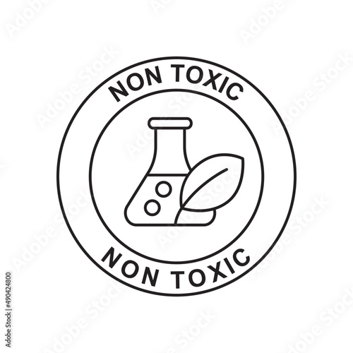 non toxic label icon in black line style icon, style isolated on white background