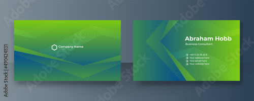 Modern elegant green and yellow business card vector background. Luxury creative clean bold business card design template. Vector illustration