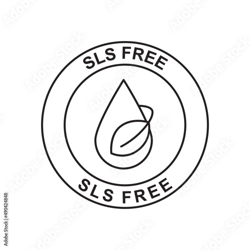 SLS  free label, sodium lauryl sulfate free icon in black line style icon, style isolated on white background photo