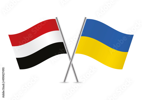 Yemen and Ukraine crossed flags. Yemeni and Ukrainian flags, isolated on white background. Vector icon set. Vector illustration. Free Download Yemen and Ukraine crossed flags. Yemeni and Ukrainian flags, isolated on white background. Vector icon set. Vector illustration. - GFXLoad