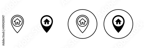 Address icons set. home location sign and symbol. pinpoint