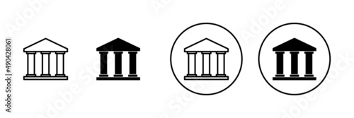 Bank icons set. Bank sign and symbol, museum, university