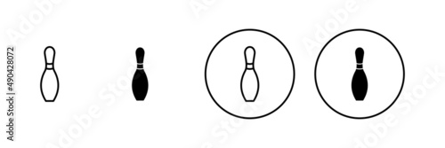 Bowling icons set. bowling ball and pin sign and symbol.