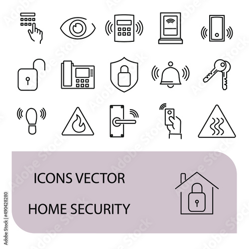 Home Security icons set . Home Security pack symbol vector elements for infographic web