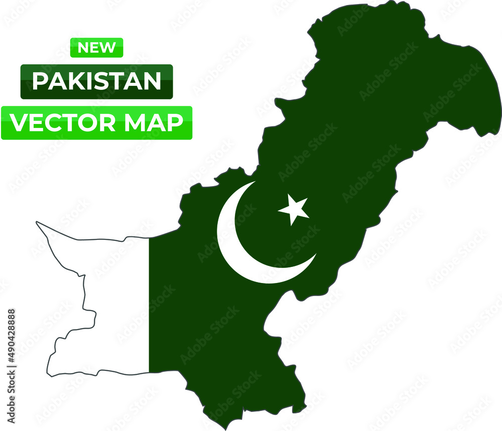 Vector Map of New Pakistan Including Kashmir with Flag Inside Stock ...